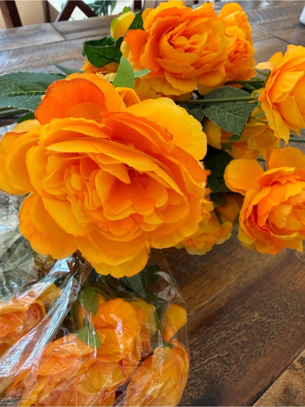Bundle 24 Premium Artificial Orange cabbage garden Roses 24” Long stem Flowers